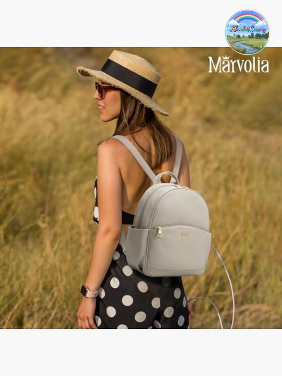 Leather Mini Backpack with Multiple Pockets for Travel College Work main image 6
